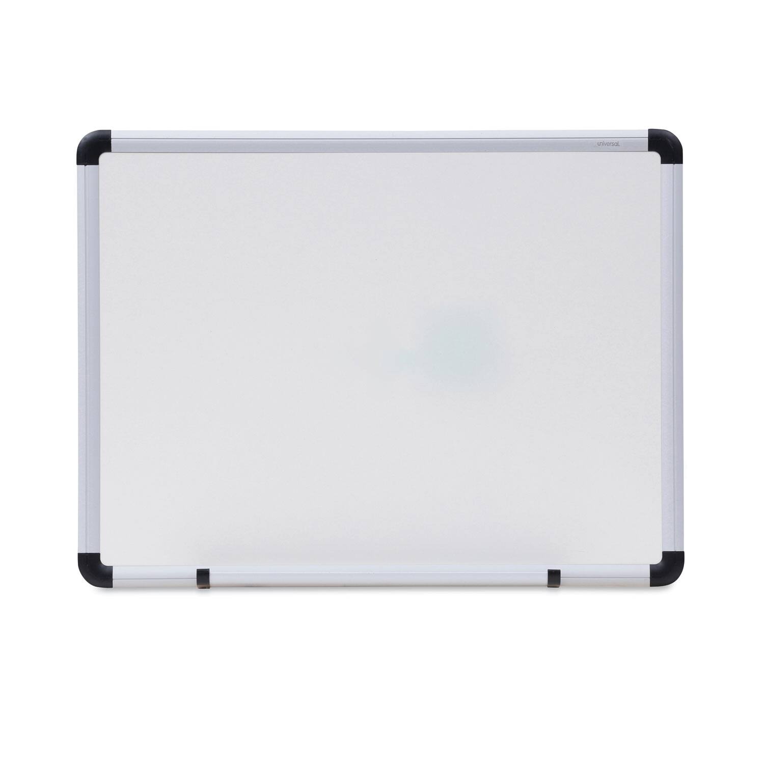 Front. Universal - Modern Melamine Dry Erase Board with Aluminum Frame 24 x 18  White Surface Satin Aluminum Frame.