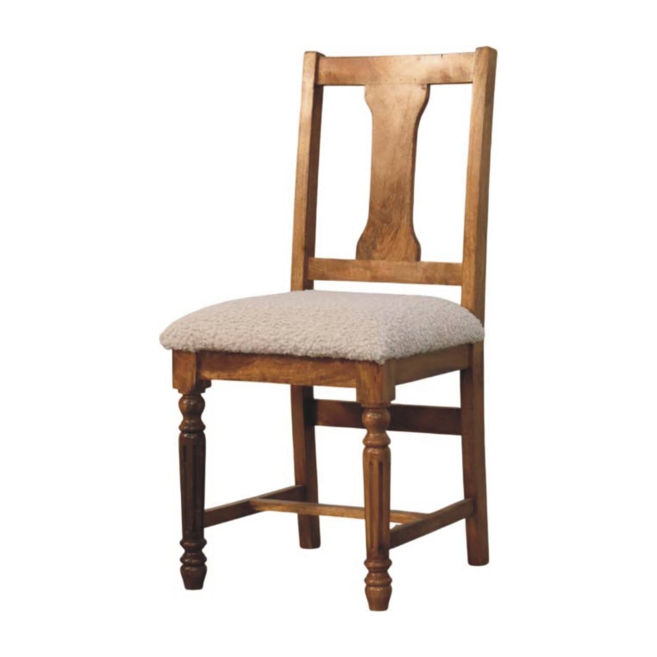 Angle. Artisan Furniture - Writing Chair with Turned Legs, Upholstered, Brown - Brown and White.