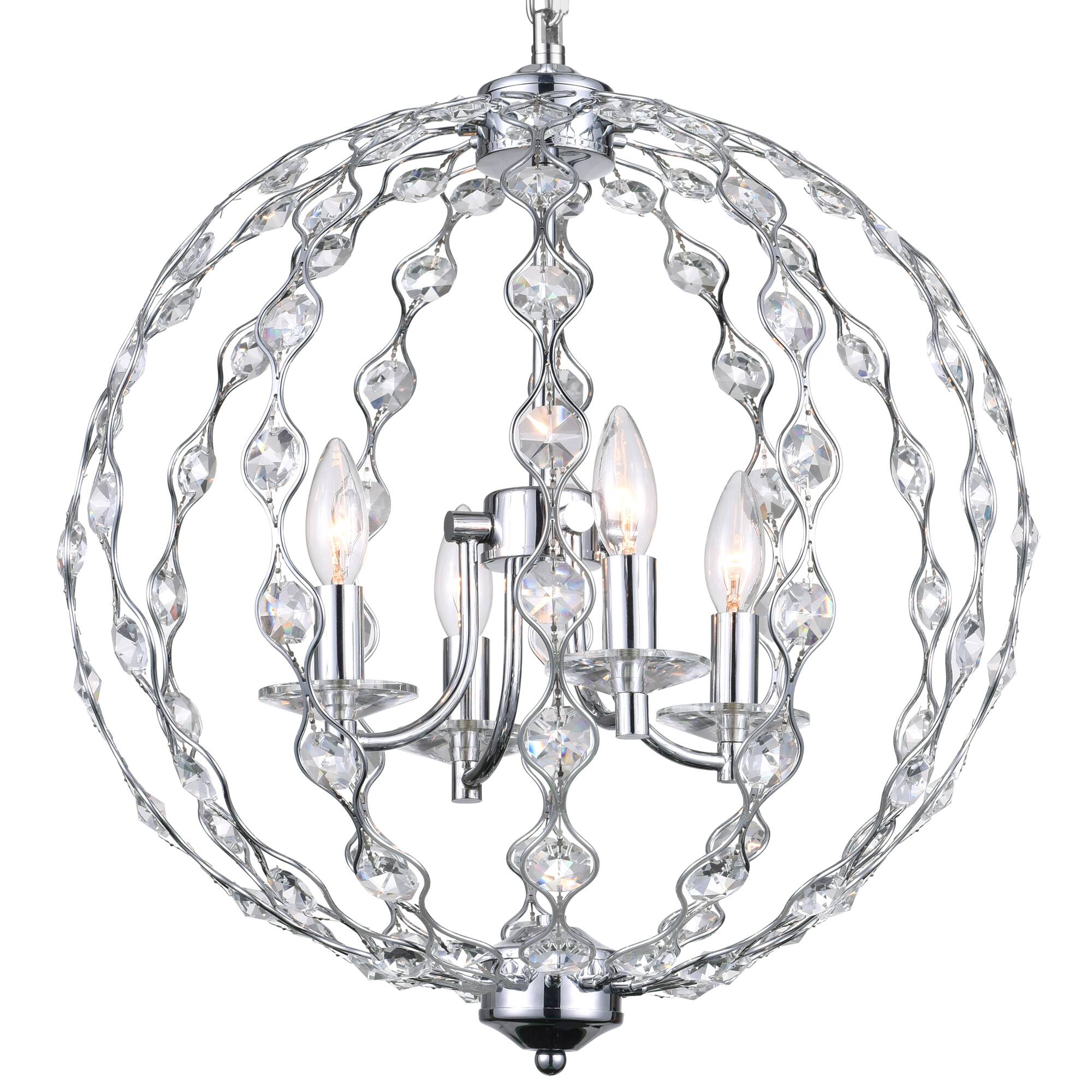Angle. CWI Lighting - Esia 4 Light Chandelier With Chrome Finish - Chrome.