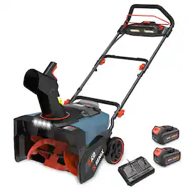 SENIX - 2X2 40V Max* 21" Cordless Snow Thrower, Brushless (2 5.0 Ah Batteries & Charger Included) - Blue