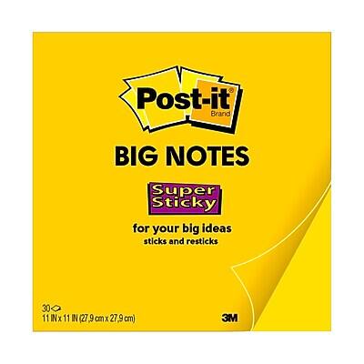 Post-it Brand  
BIG NOTES  
Super Sticky  
for your big ideas  
sticks and resticks  

30  
11 IN x 11 IN (27.9 cm x 27.9 cm)  

3M