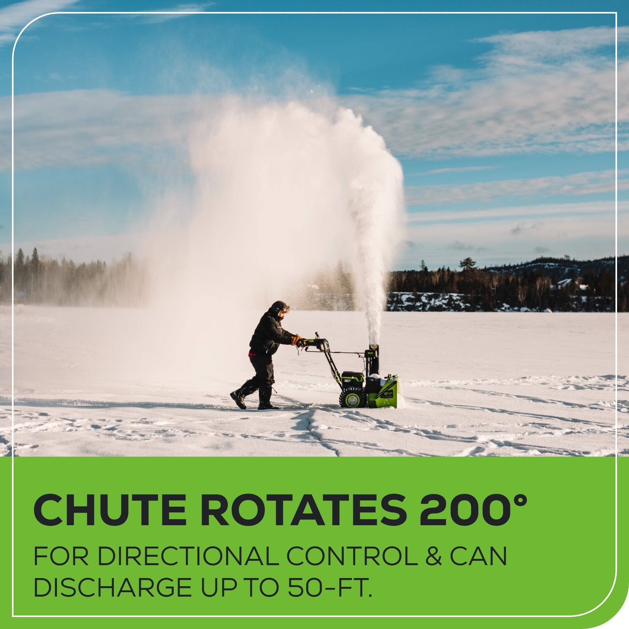 Chute Rotates 200 for Directional Control & Can Discharge Up to 50-FT.