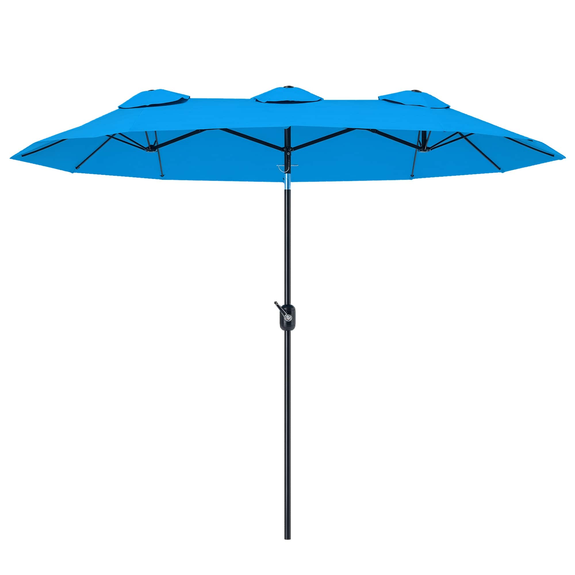 Outsunny - Patio Umbrella, 9.5' Outdoor Umbrella with Push Button Tilt and Crank, 3 Air Vents and 12 Ribs - Blue