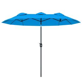 Outsunny - Patio Umbrella, 9.5' Outdoor Umbrella with Push Button Tilt and Crank, 3 Air Vents and 12 Ribs - Blue