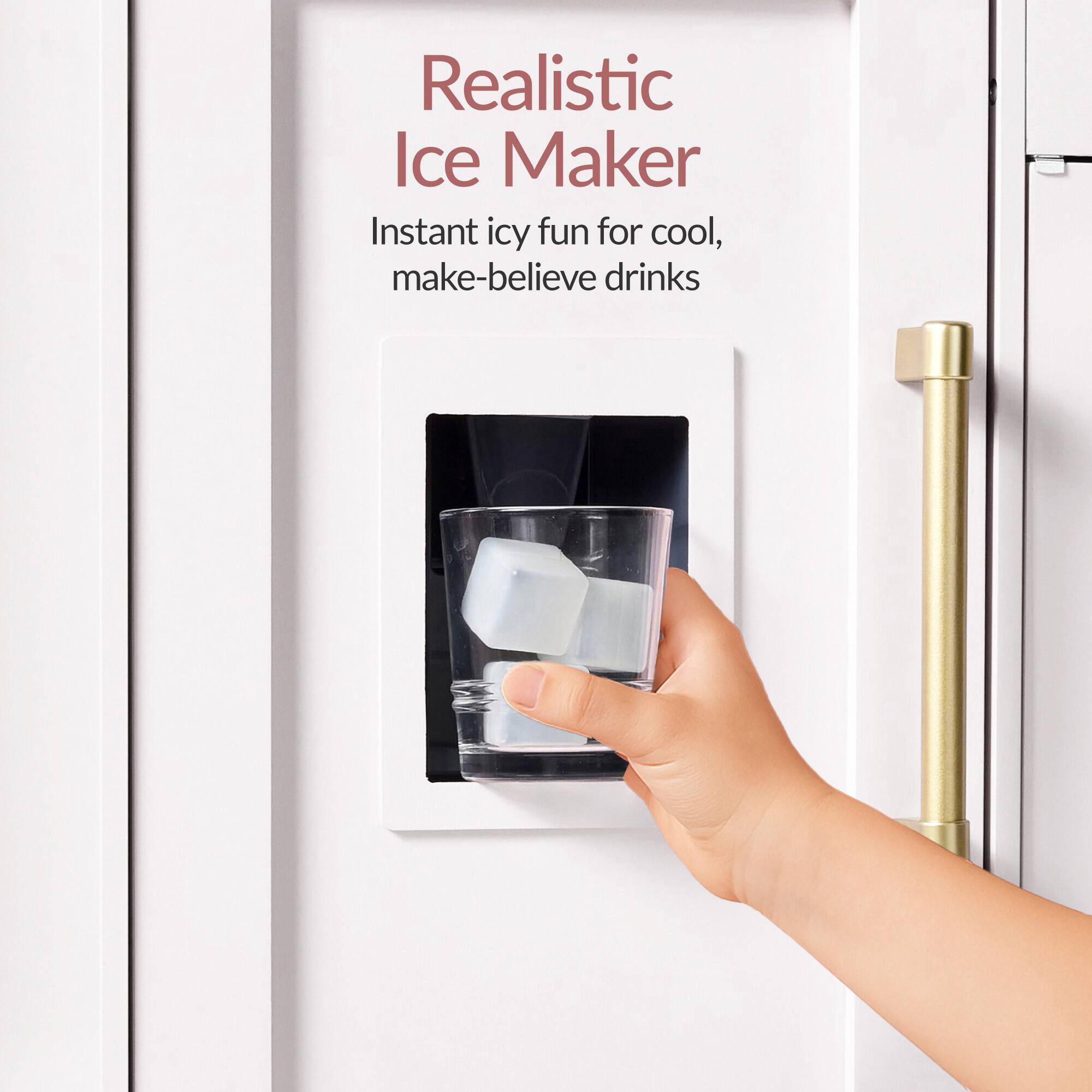 Realistic Ice Maker  
Instant icy fun for cool, make-believe drinks