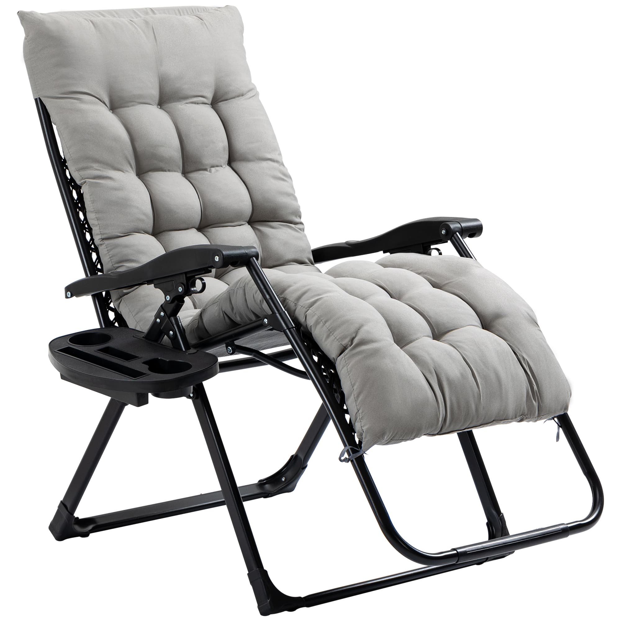 APRILSOUL - Outsunny Zero Gravity Chair Folding Reclining Lounge Chair with Padded Cushion - Gray
