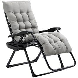 APRILSOUL - Outsunny Zero Gravity Chair Folding Reclining Lounge Chair with Padded Cushion - Gray