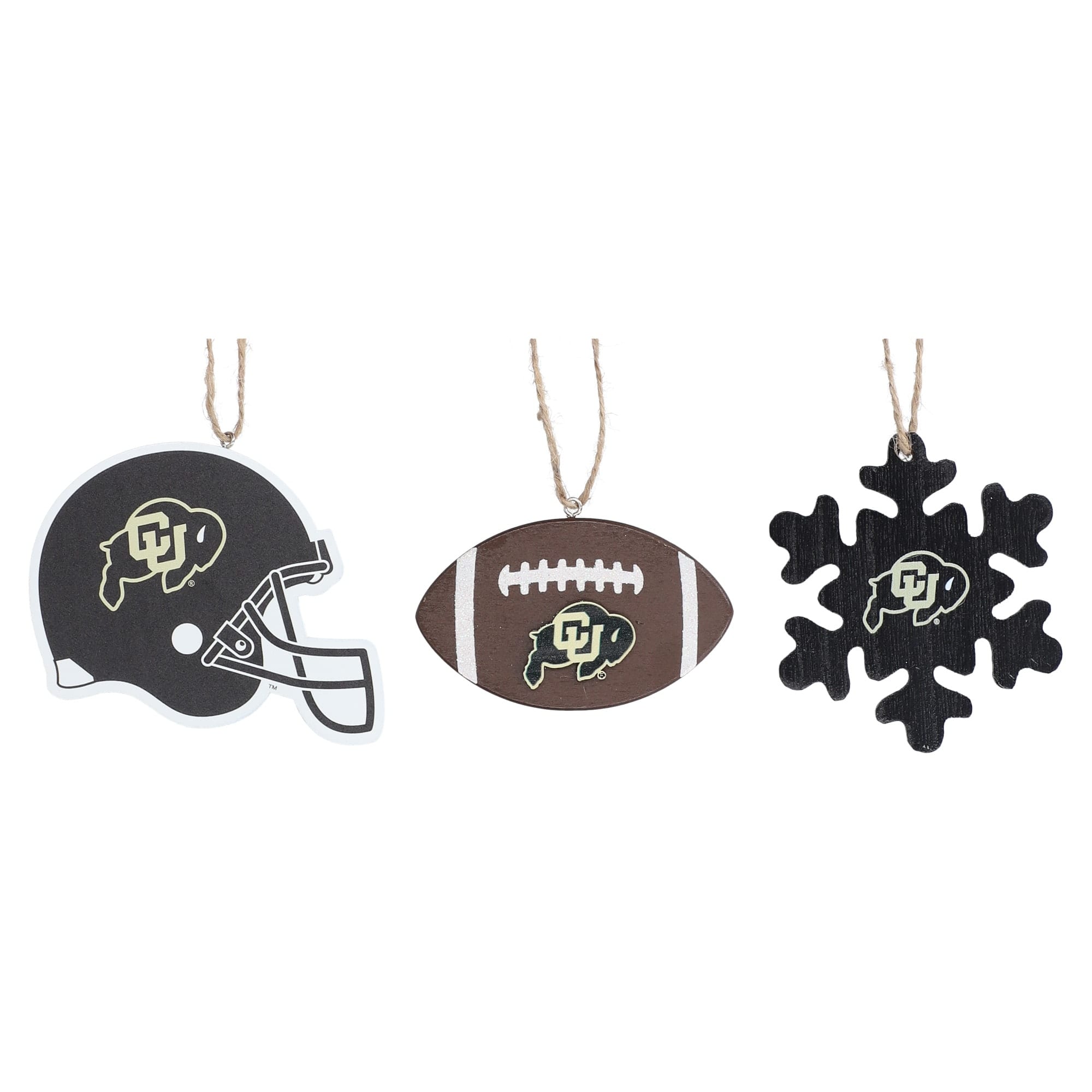 The Memory Company - Colorado Buffaloes Three-Pack Helmet, Football & Snowflake Ornament Set - Black