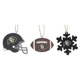 The Memory Company - Colorado Buffaloes Three-Pack Helmet, Football & Snowflake Ornament Set - Black