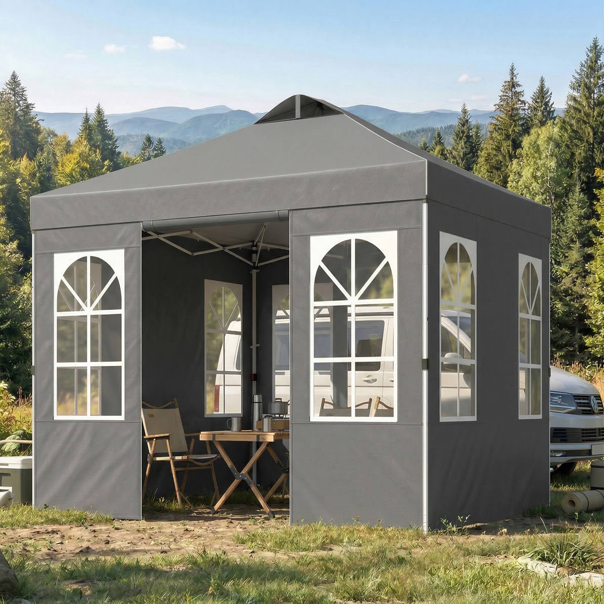 Alt View 1. Outsunny - x 9.6 ft Pop Up Canopy Tent with Sidewalls, One Push Setup, UPF50+ Portable Instant Canopy Shelter.