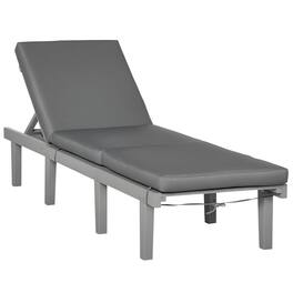 Outsunny - Chaise Lounge Chair for Outdoor, Wood Outdoor Chaise Lounge with 4-Position Adjustable Backrest and Cushion - Gray
