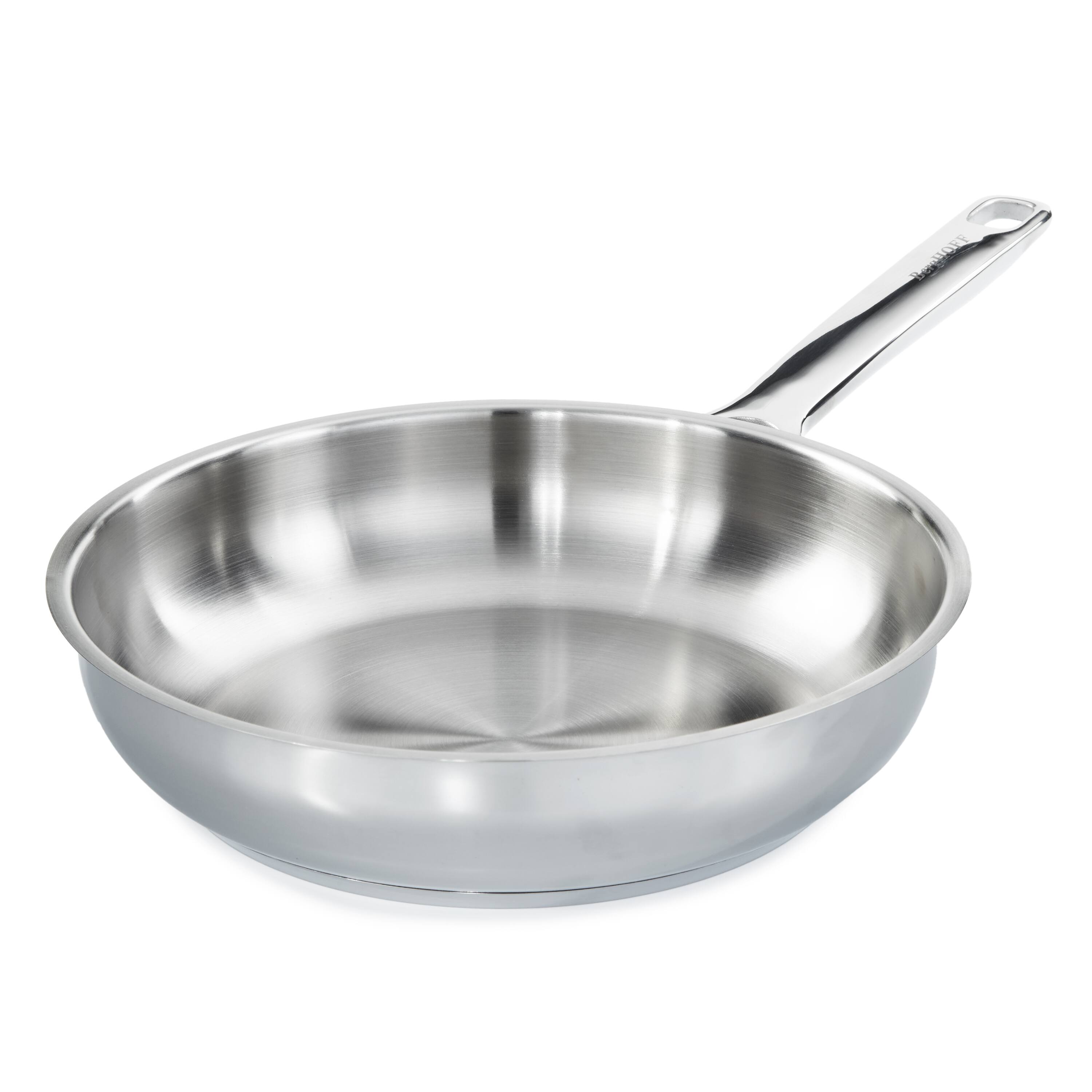Angle. BergHOFF - BergHOFF DiNA Helix Recycled 18/10 Stainless Steel Fry Pan, 9.5" - Silver.