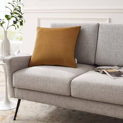 Front. Modway - Accentuate Performance Velvet Throw Pillow - Cognac Green.