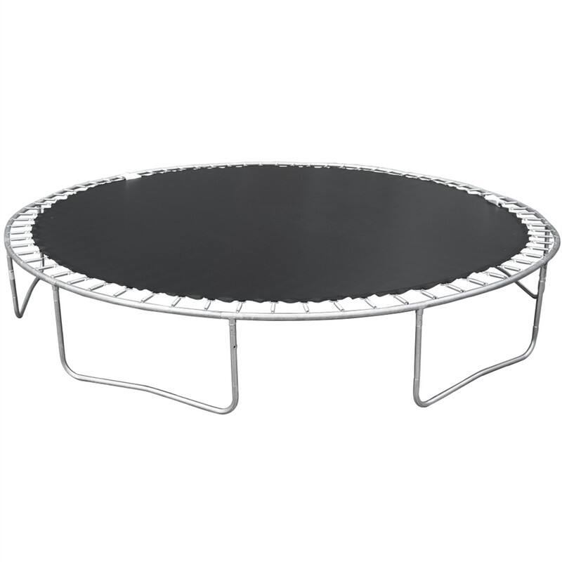 Back. HTUTWOO - Trampoline for Adults & Kids 14FT with Basketball Hoop - Outdoor Trampoline with/Ladder,Safety Net,Duty Mat,Spring Cover - Blue.