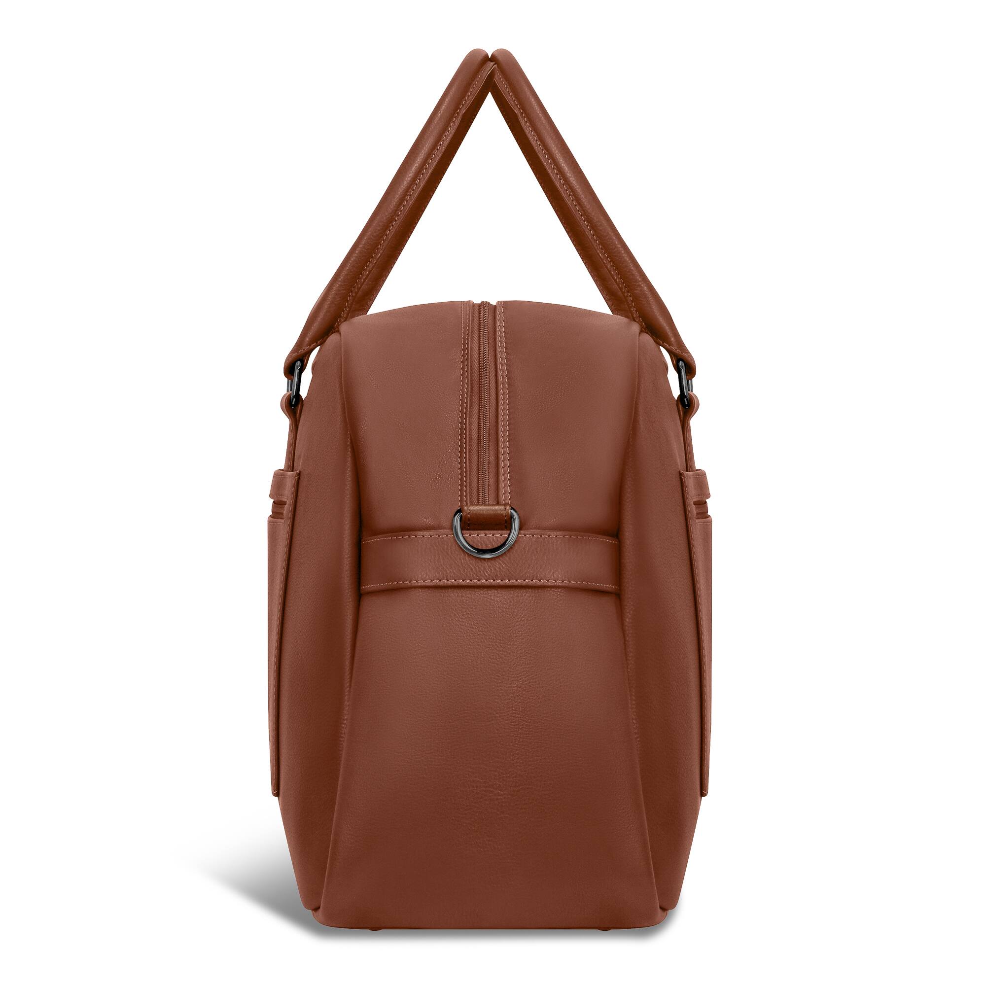 Left. Champs - Onyx Collection Leather Duffel Laptop Bag - Brown.