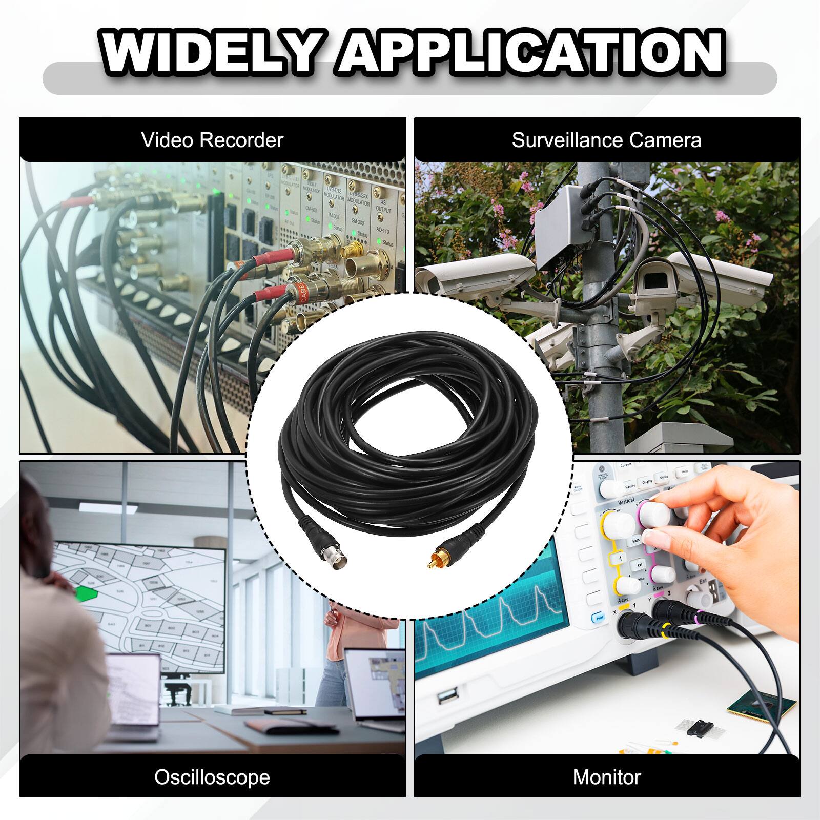WIDELY APPLICATION

Video Recorder Surveillance Camera

- a POS ndu 5 RA 2

SASA Seu Nm - 15 -e TM W9

1 to B

Oscilloscope Monitor
