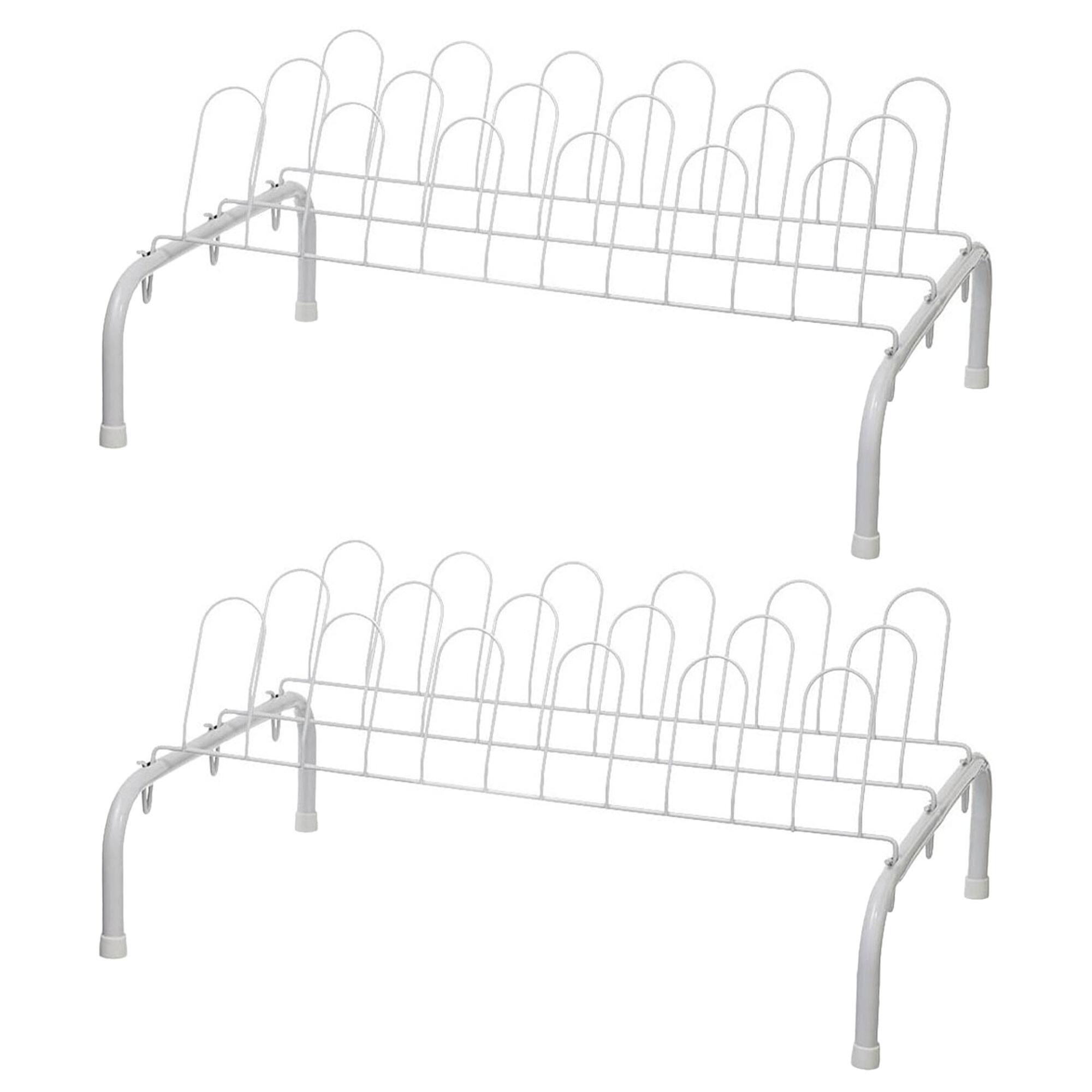 Front. ClosetMaid - ClosetMaid Lightweight 9 Pair Freestanding Shoe Rack Organizer, White (2 Pack) - White.