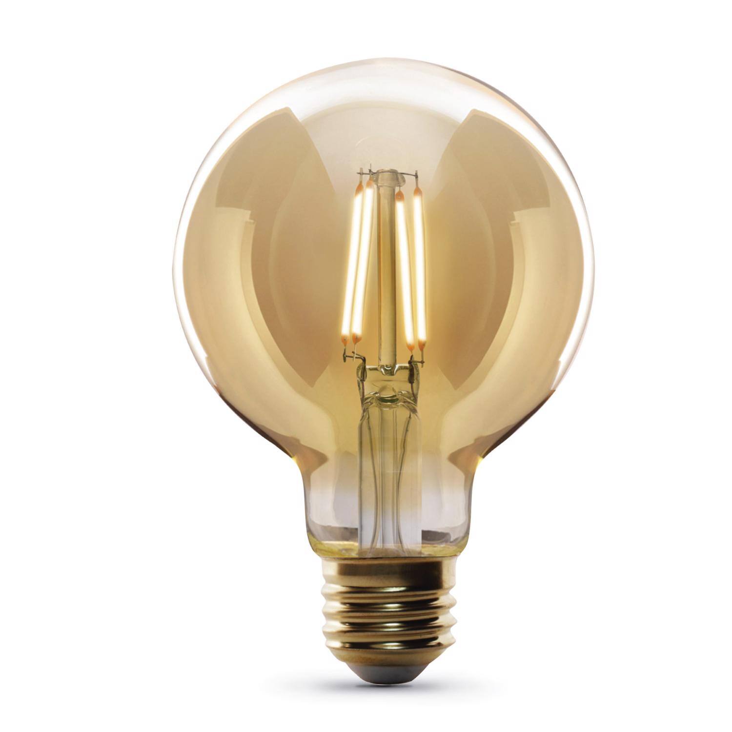 Angle. FEIT ELECTRIC - Feit G25 E26 (Medium) LED Bulb Amber 40 Watt Equivalence 1 pk.