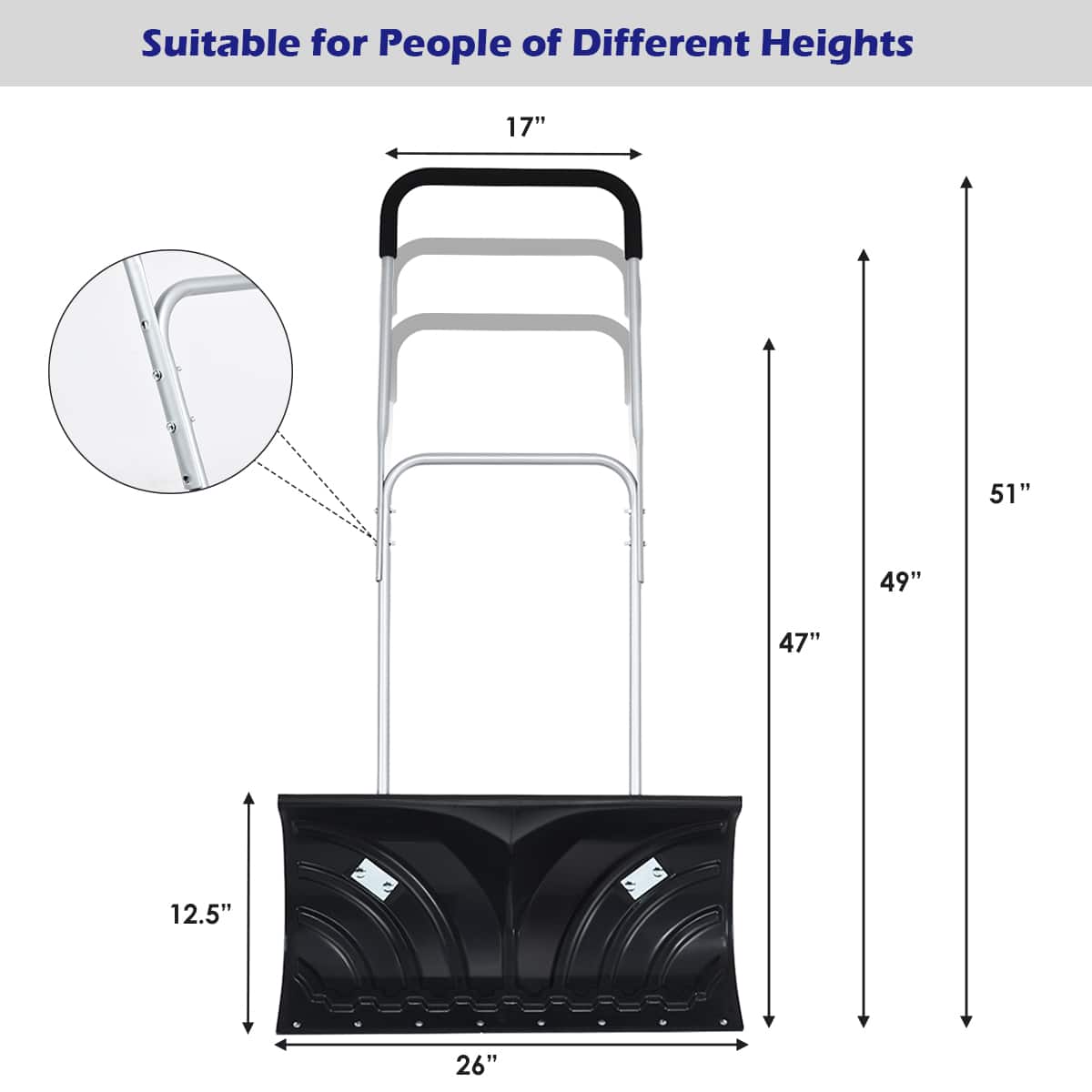 Suitable for People of Different Heights 17" 51" 49" 47" 12.5" 26"