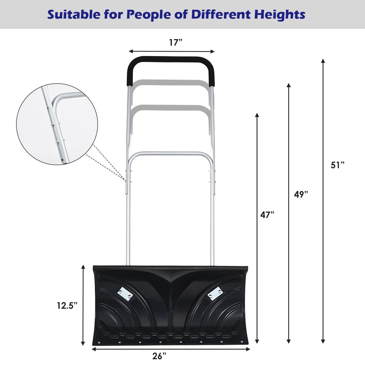 Suitable for People of Different Heights 17" 51" 49" 47" 12.5" 26"