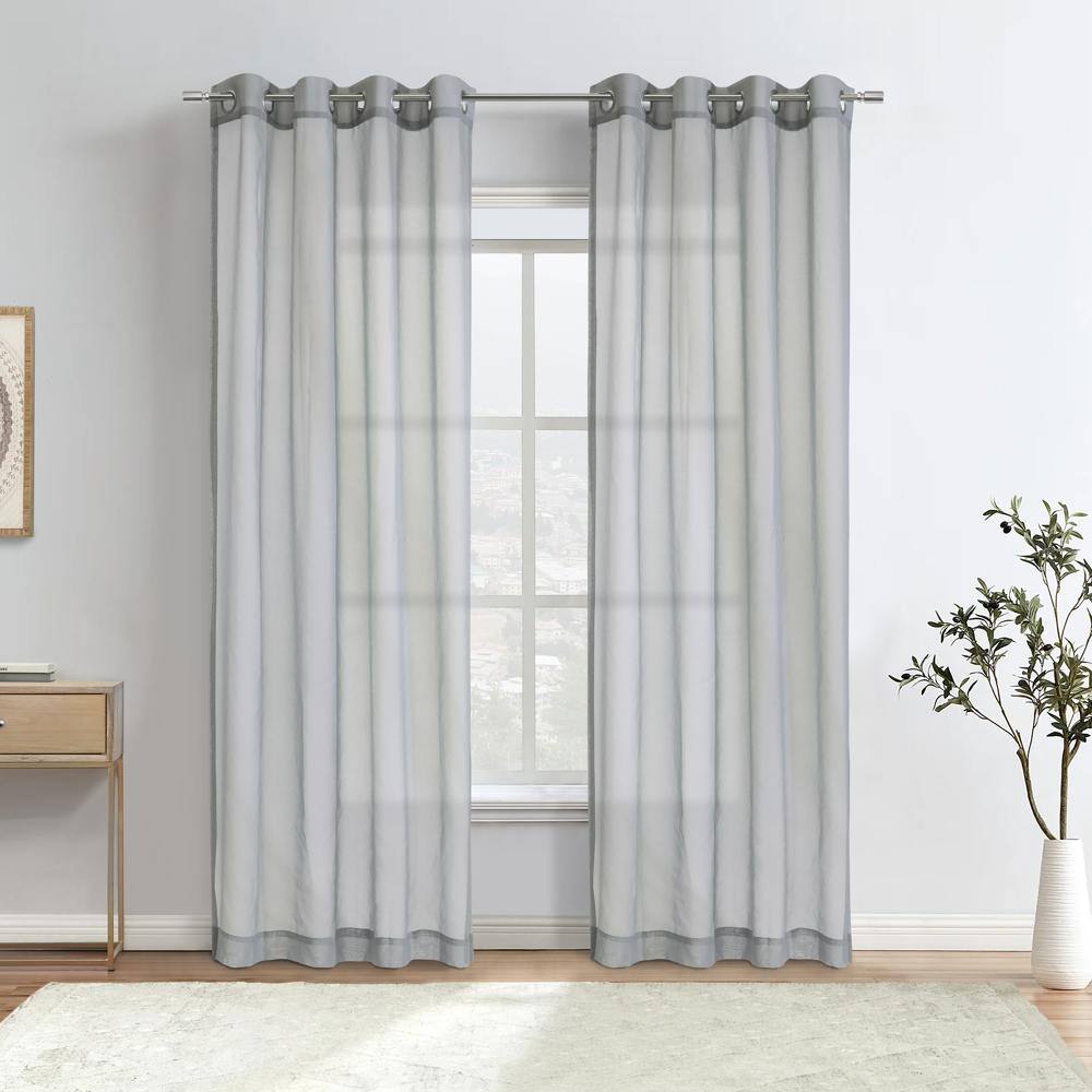 Angle. Commonwealth Home Fashions - Habitat Luna Light Filtering Grommet Lightweight Solid Dolly Fabric Curtain Panel for Livingroom 52" x 63" Grey - Grey.