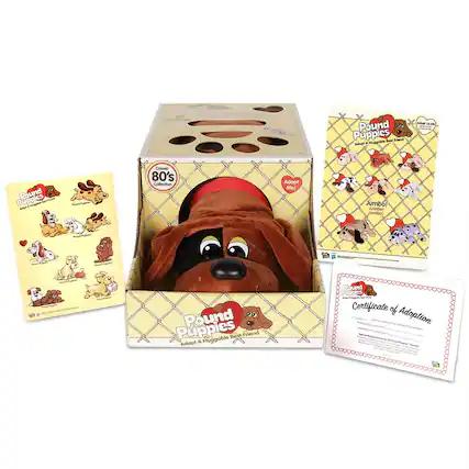 Pound Puppies
Adopt a Huggable Best Friend
Classic 80's Collection
Adopt Me!
Jumbo!
Certificate of Adoption
Pound Puppies
Adopt a Huggable Best Friend