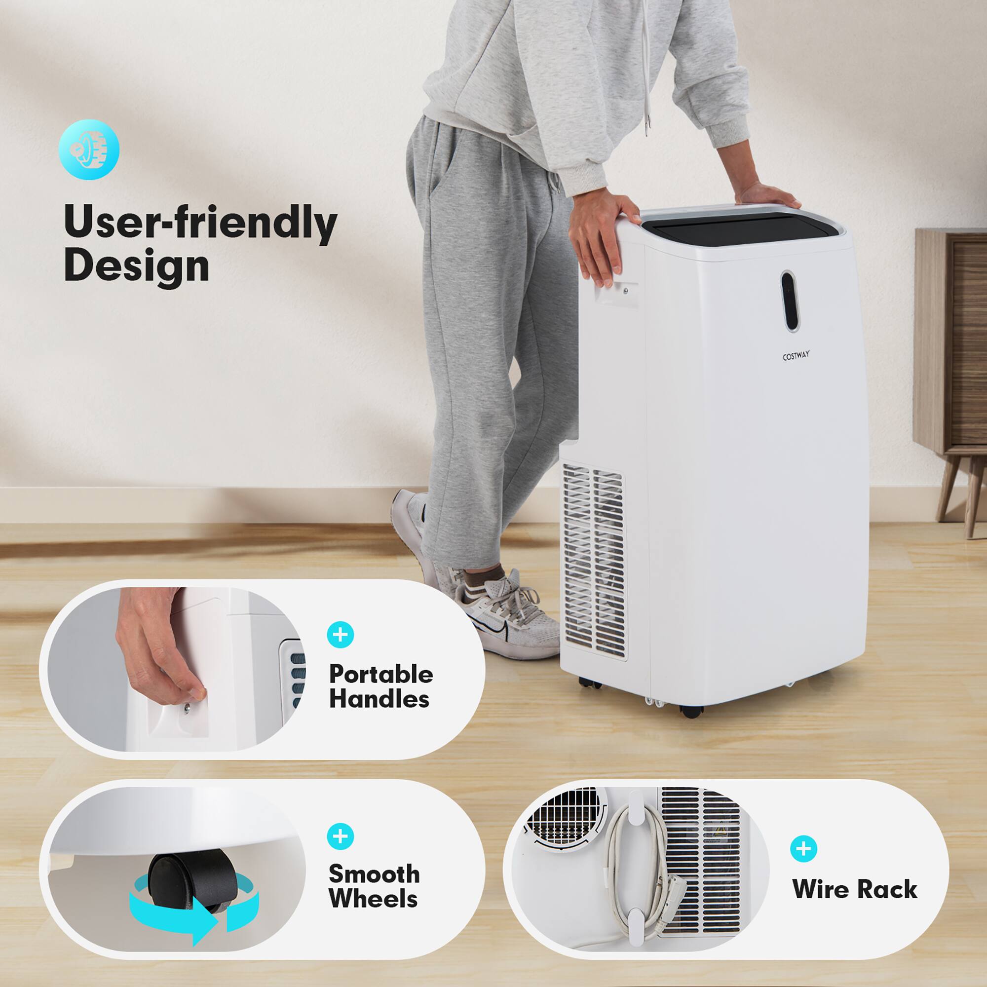 User-friendly Design + Portable Handles + Smooth Wheels + Wire Rack