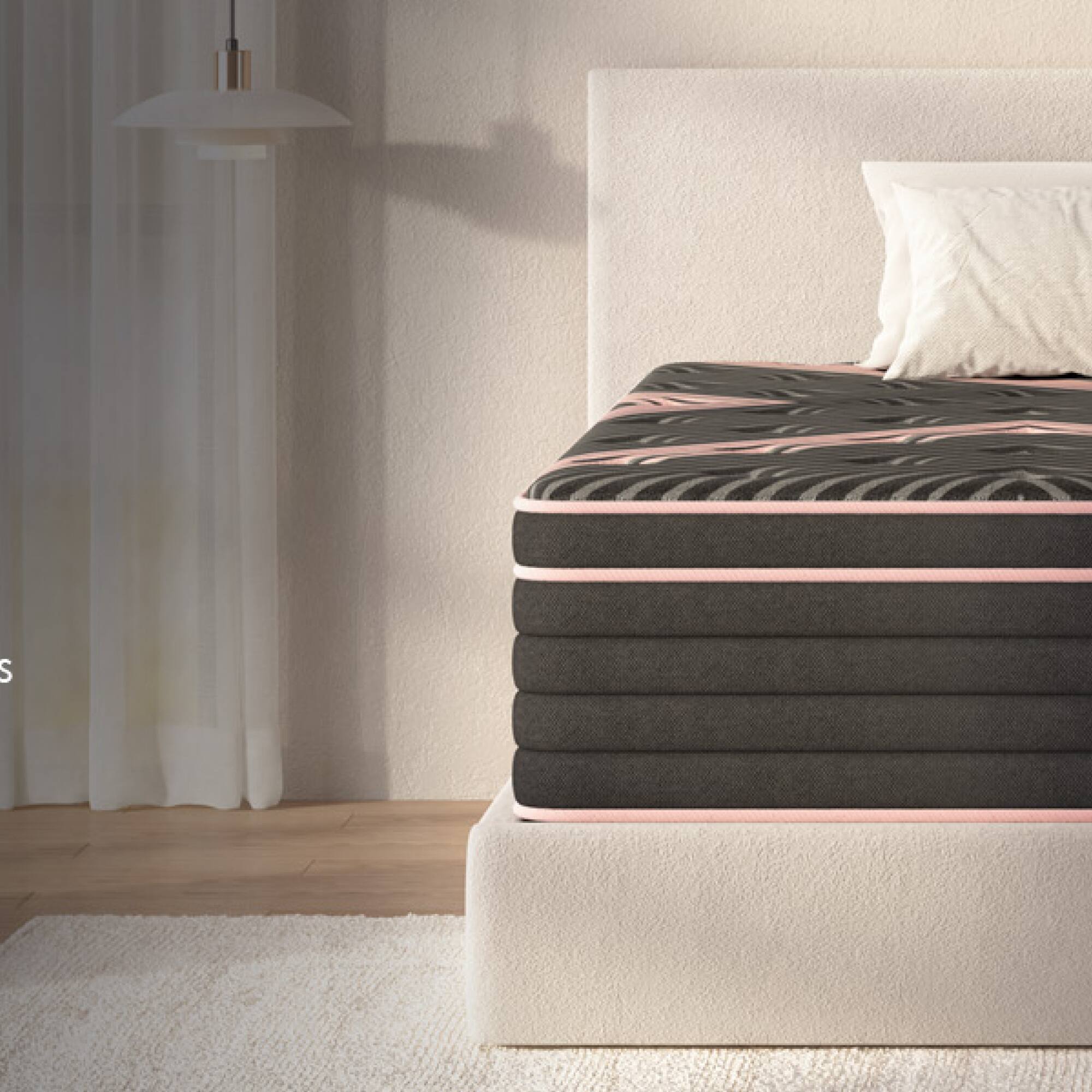Alt View 1. GOODSILO - King Size Hybrid Mattress with Pocket Springs and Memory Foam for Medium Firm Support - Pink+Black.