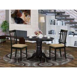 East West Furniture - SHAN3-BLK-C 3 Pc dinette Table set-Small Kitchen Table and 2 Dining Chairs - Black