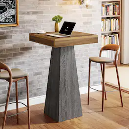 Tribesigns - Bar Table with Engineered Wood Construction and Square Top for Dining Room, Kitchen and Living Room - Brown