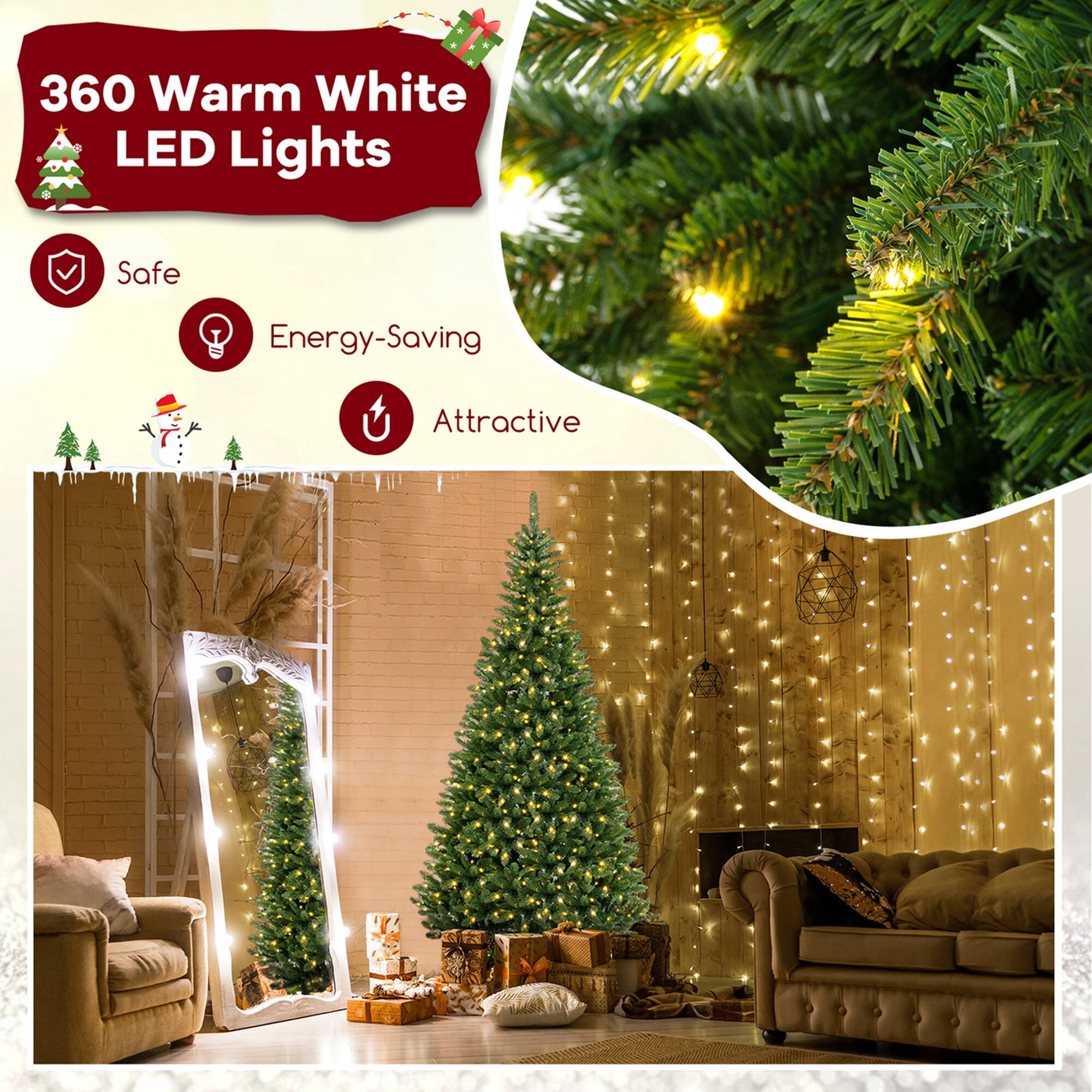 360 Warm White LED Lights
Safe
Energy-Saving
Attractive