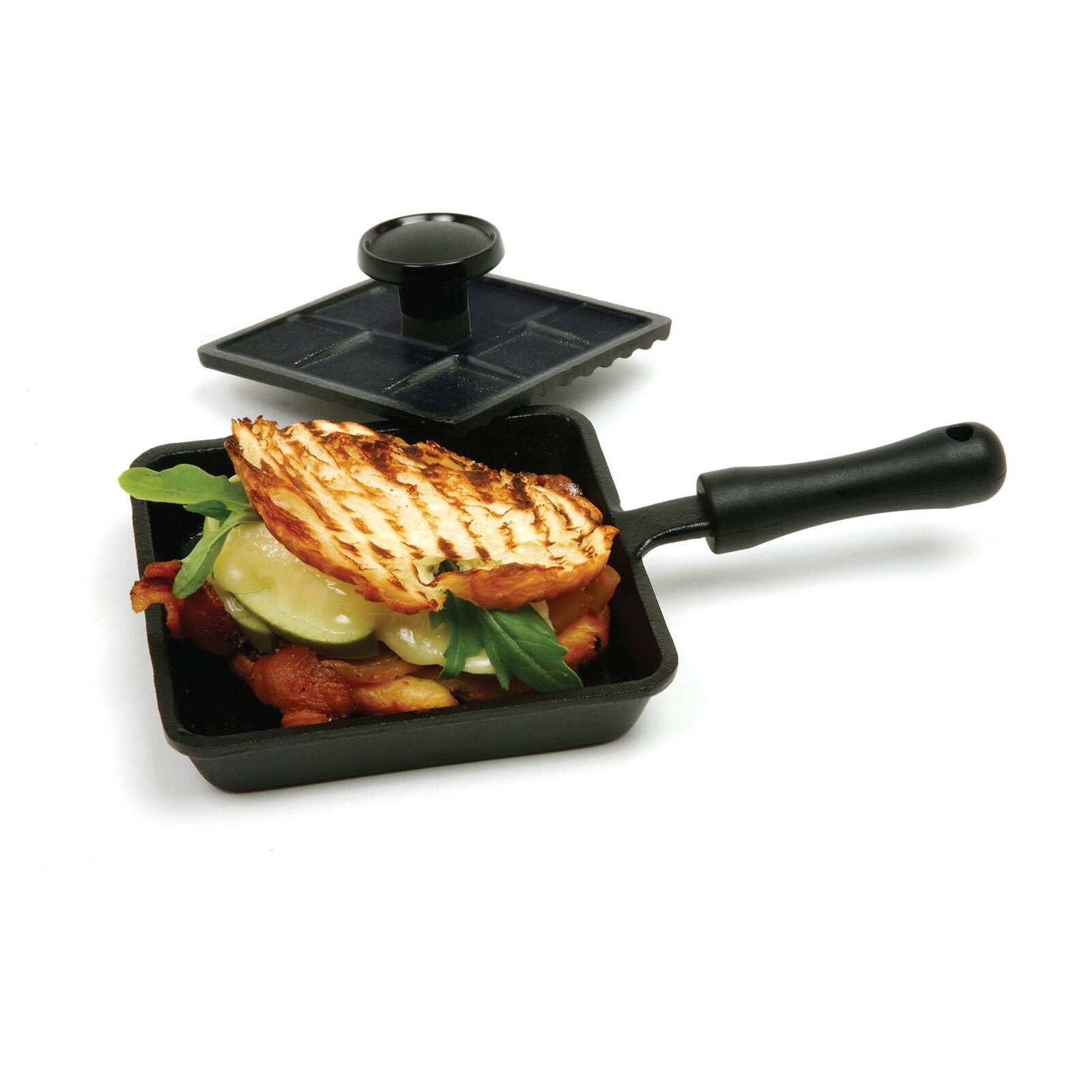 Alt View 2. Norpro - Pre-Seasoned Cast Iron Mini Panini Pan with Press, Black - Black.