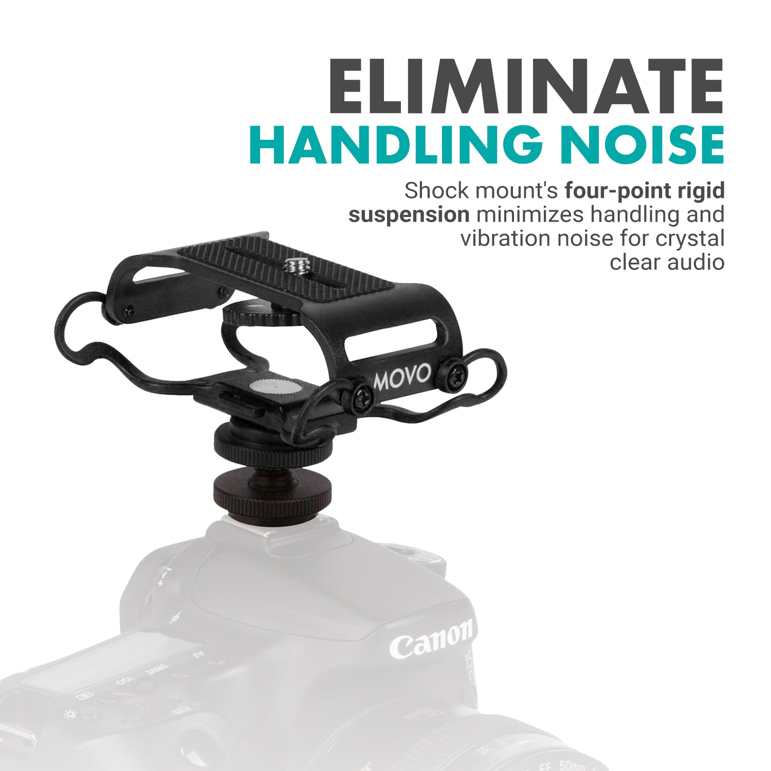 ELIMINATE HANDLING NOISE

Shock mount's four-point rigid suspension minimizes handling and vibration noise for crystal clear audio
