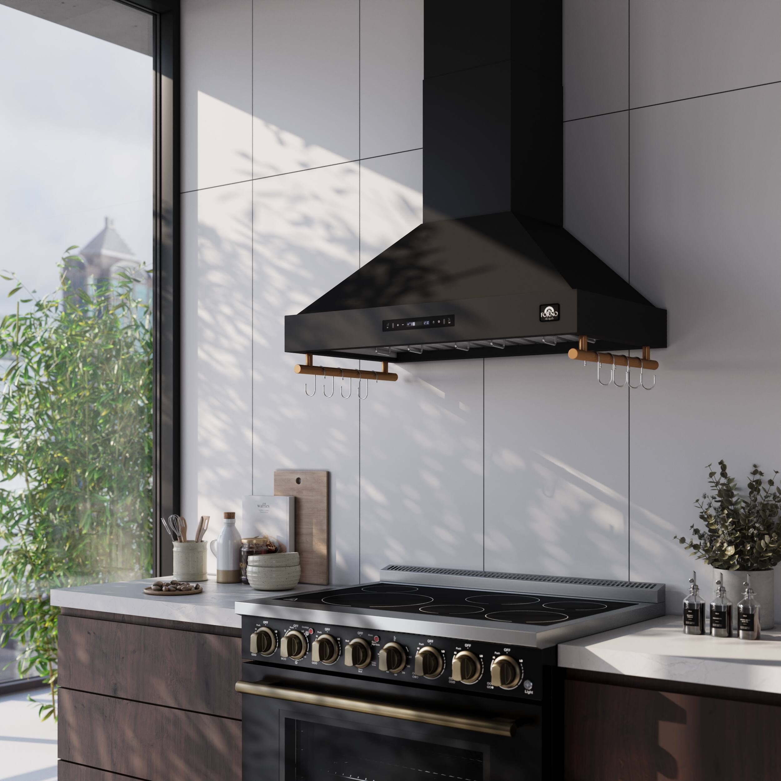 Alt View 6. Forno Appliances - Venezia 36" Wall-Mounted Range Hood with Touch Controls and Baffle Filters - Black.