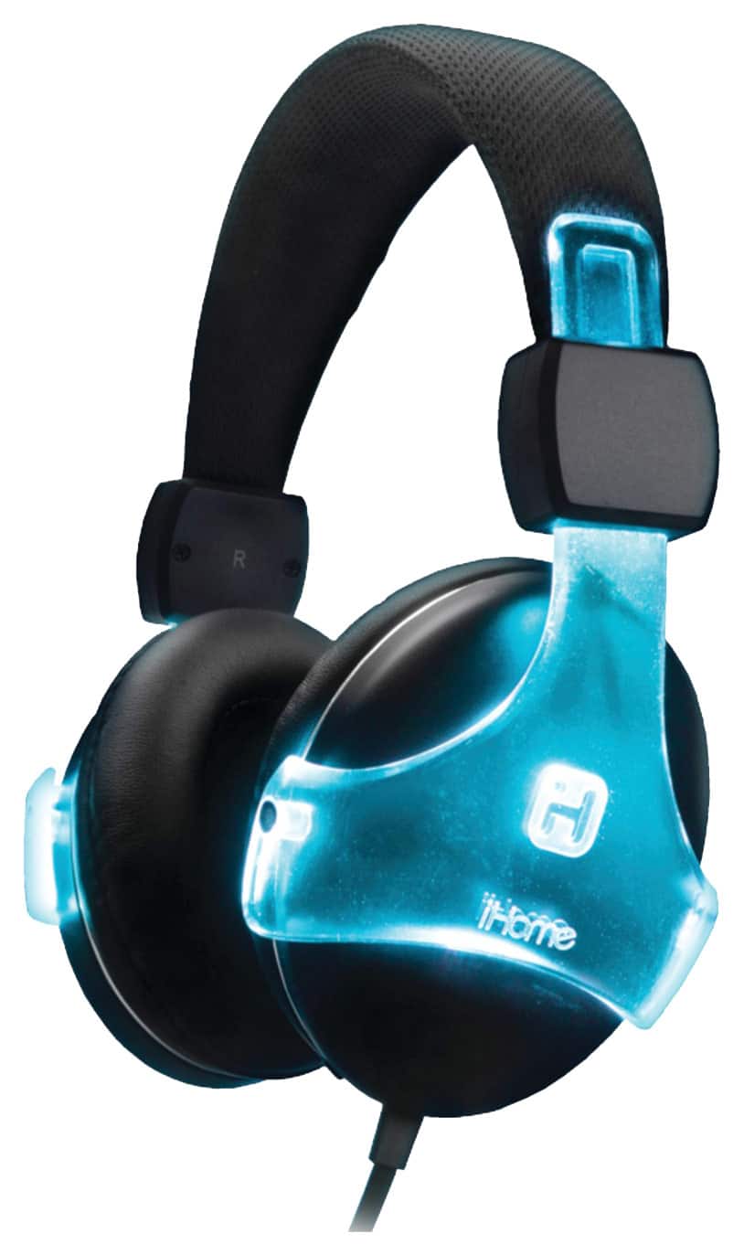 Front. iHome - Color-Changing Over-the-Ear Headphones - Black.