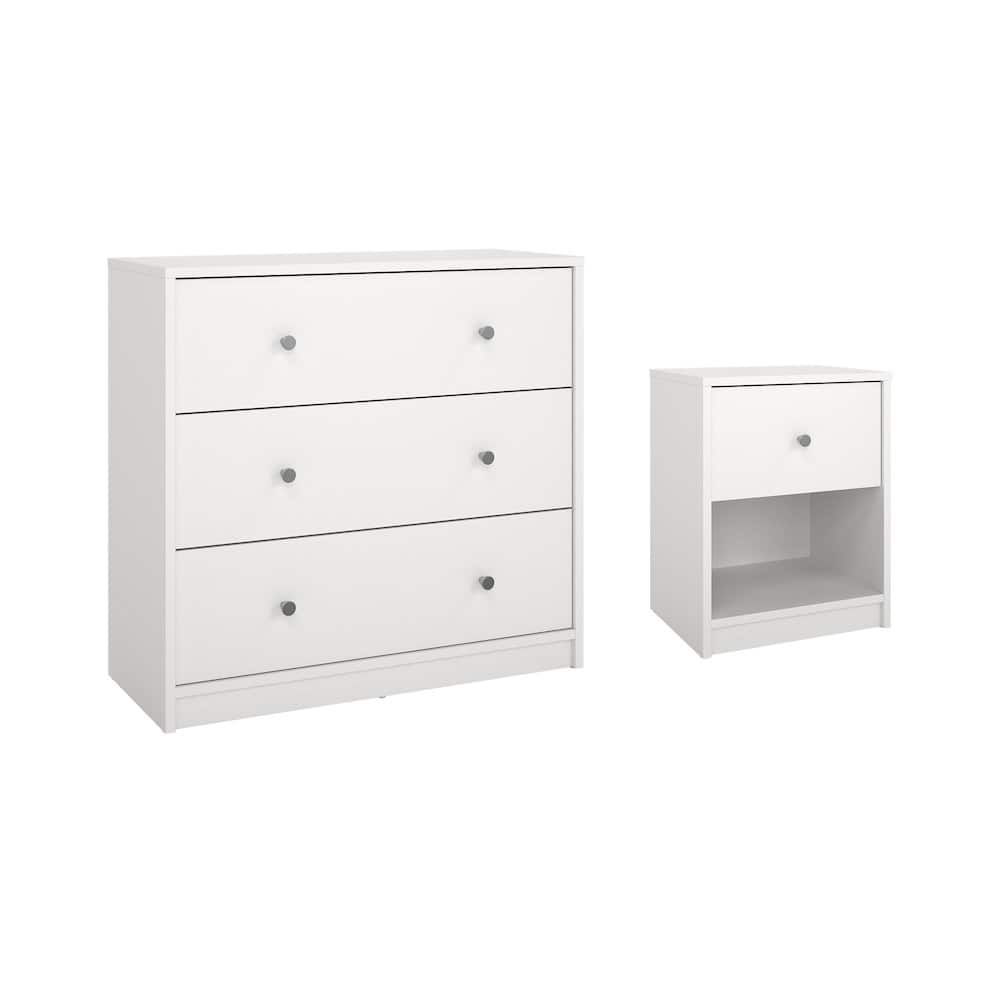 Tvilum - 2-Piece Bedroom Set - Nightstand And Chest - White