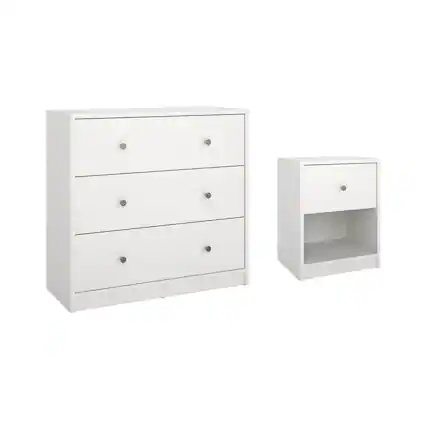 Front. Tvilum - 2-Piece Bedroom Set - Nightstand And Chest - White.