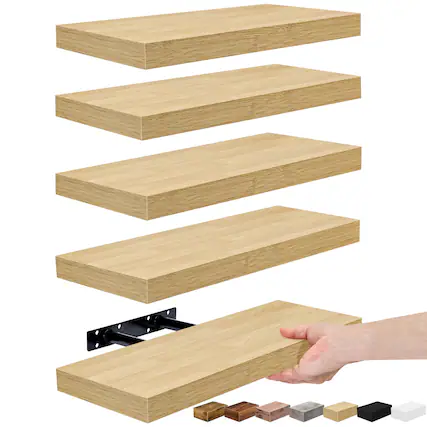 Front. Sorbus - Sorbus Floating Shelves for Wall, Bathroom Shelves Wall Mounted for Kitchen, Bedroom, Living Room, Bathroom - Maple.