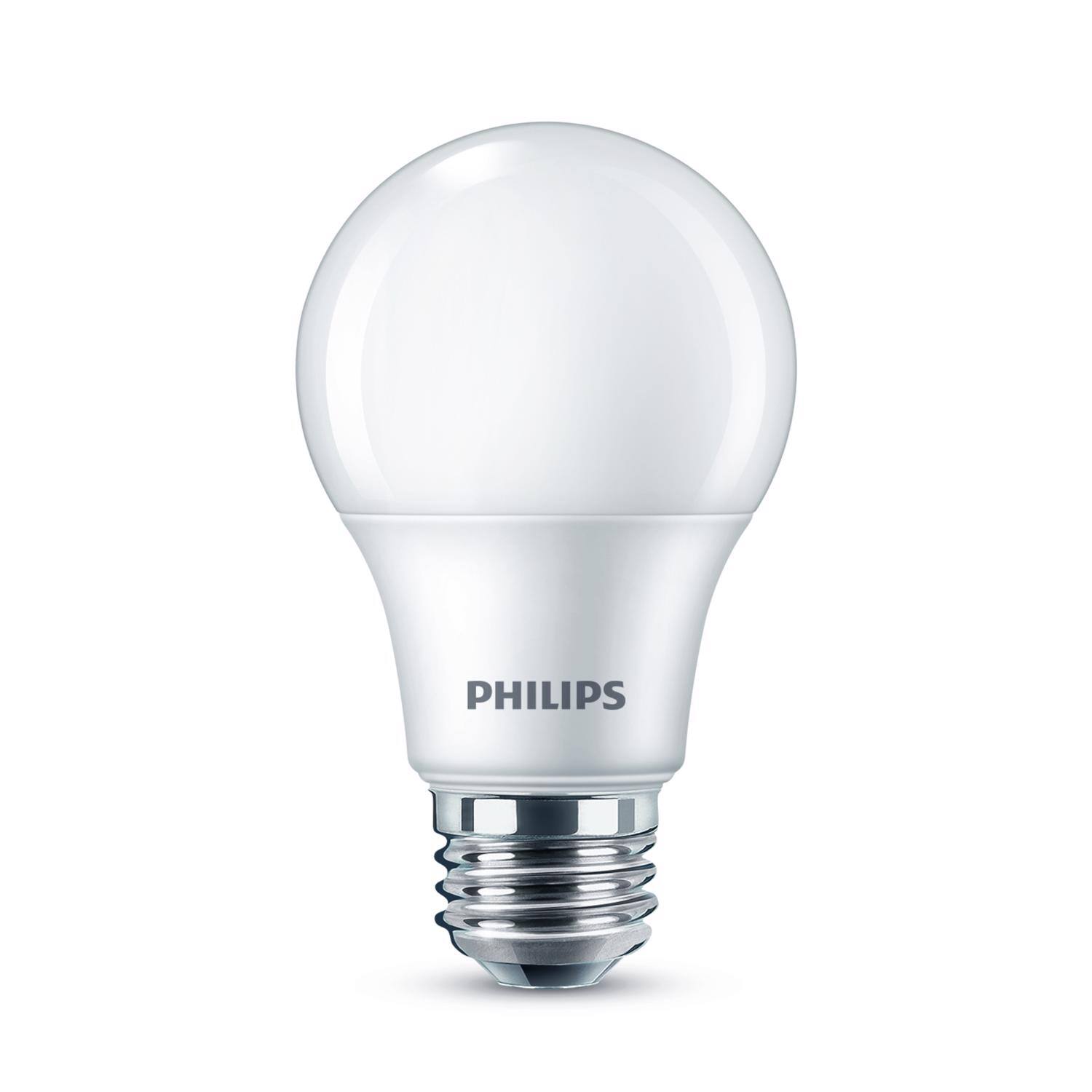 Left. Philips - Philips A19 E26 (Medium) LED Bulb Soft White 60 Watt Equivalence 6 pk.