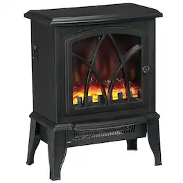 Loheer - 18 inch freestanding electric fireplace portable electric fireplace heater - Black