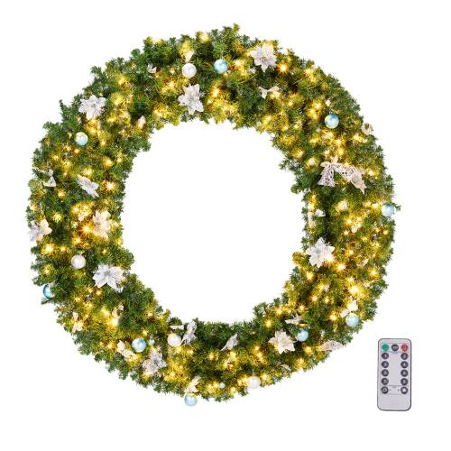 Winado - 48in Pre-lit Artificial Christmas Wreath Outdoor with LED Lights for Holiday Decoration - Light Green