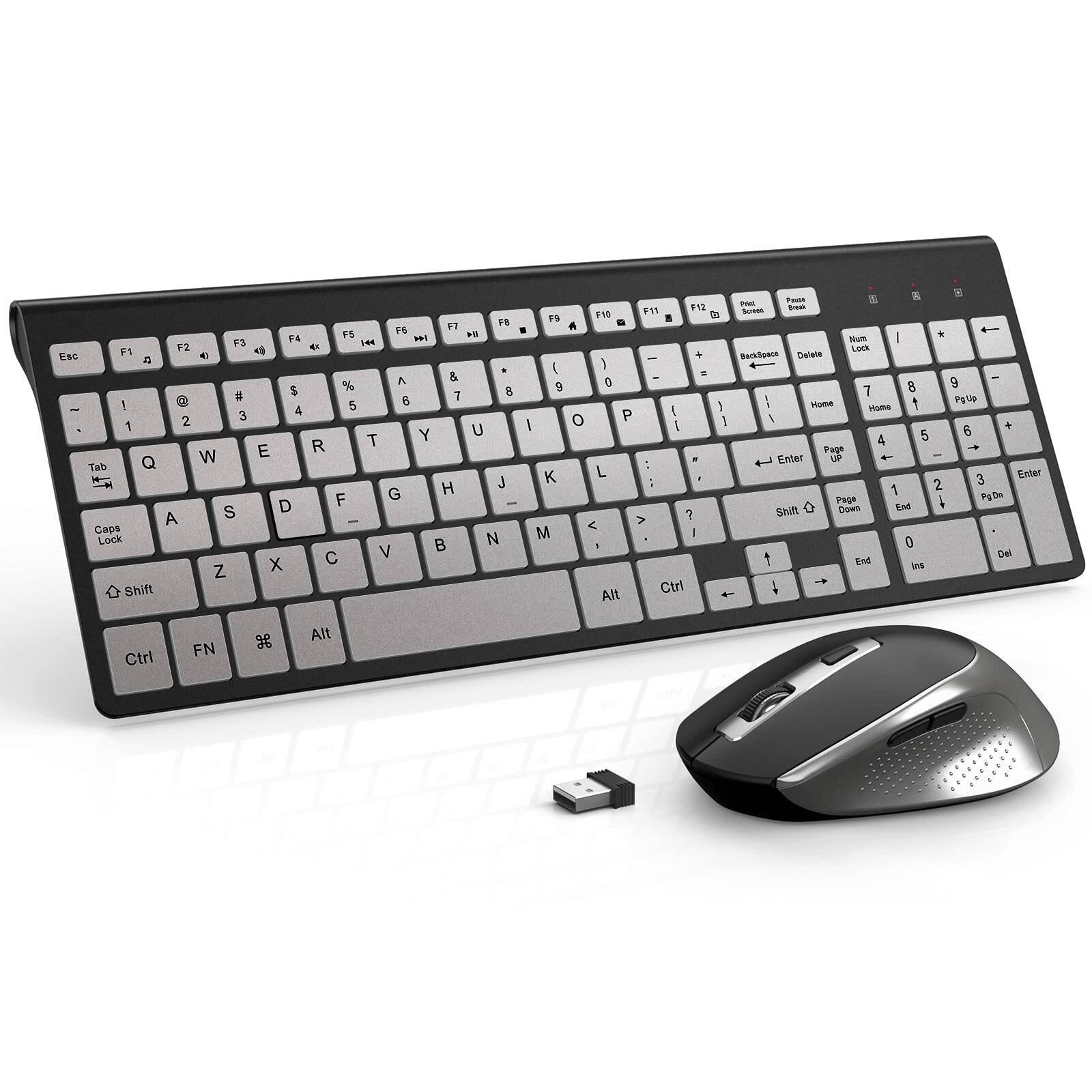 Earthley Blooms - Wireless And Mouse J Slim Combo Portable Comfortable Typing For Laptop/computer/desktop/pc / - Wireless - black silver