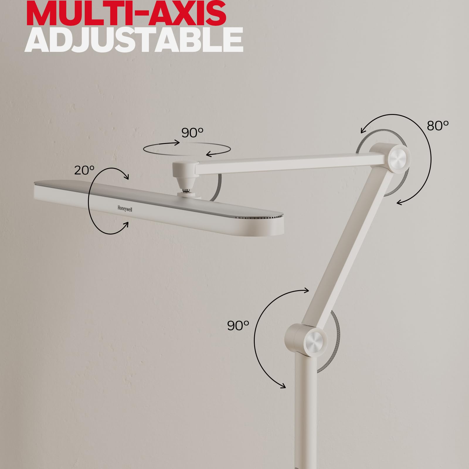 The corrected text is: "MULTI-AXIS ADJUSTABLE 90° 80° 20° Honeywell"