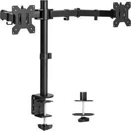 PARKER SLATER - Dual Monitor Desk Mount, Heavy Duty Fully Adjustable Steel Stand - Black