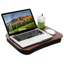 LapGear - Cup Holder Lap Desk (Fits up to 14" Laptop) - Espresso Woodgrain