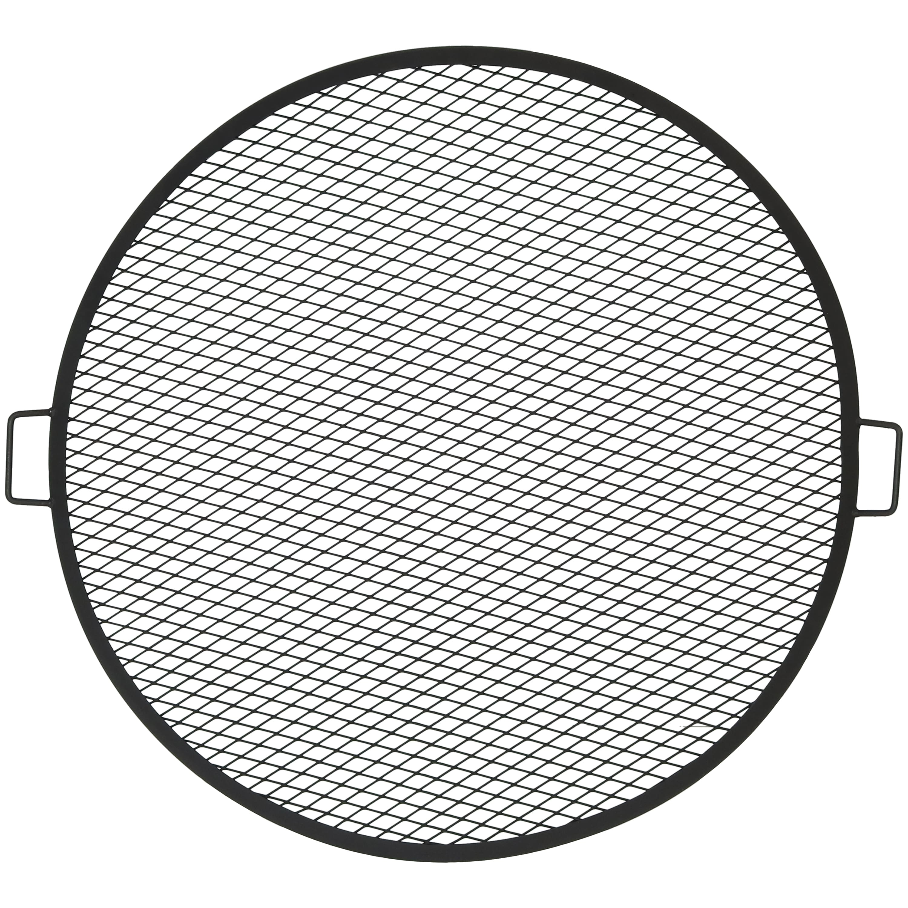 Sunnydaze - 37 in Round Steel X-Mark Fire Pit Cooking Grill with Handles - Black