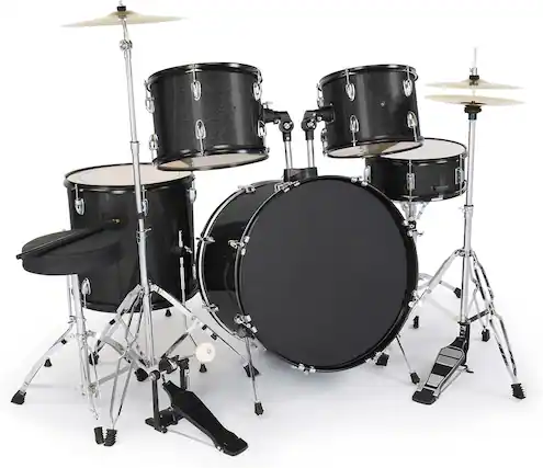 Front. Winado - 22 Inch Adult Drum Set, 5-Piece Full-Size Drums Kit with Cymbal Stands, Hi-hat Stand, Sticks, Drum Pedal, Stool & Floor.