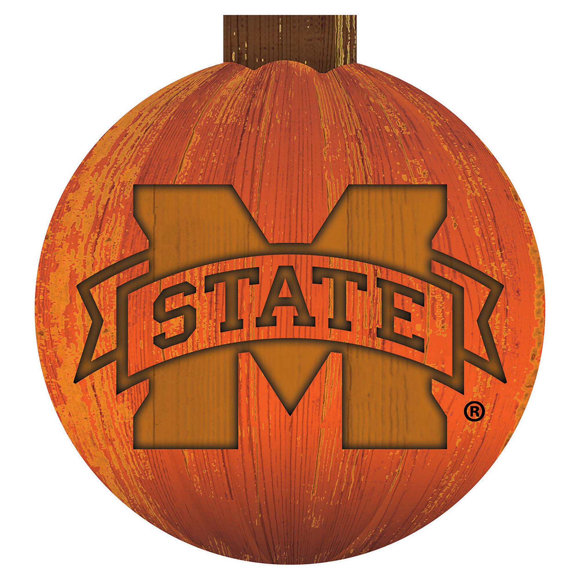 Front. Fan Creations - Mississippi State Bulldogs 12'' Pumpkin Sign - Orange.