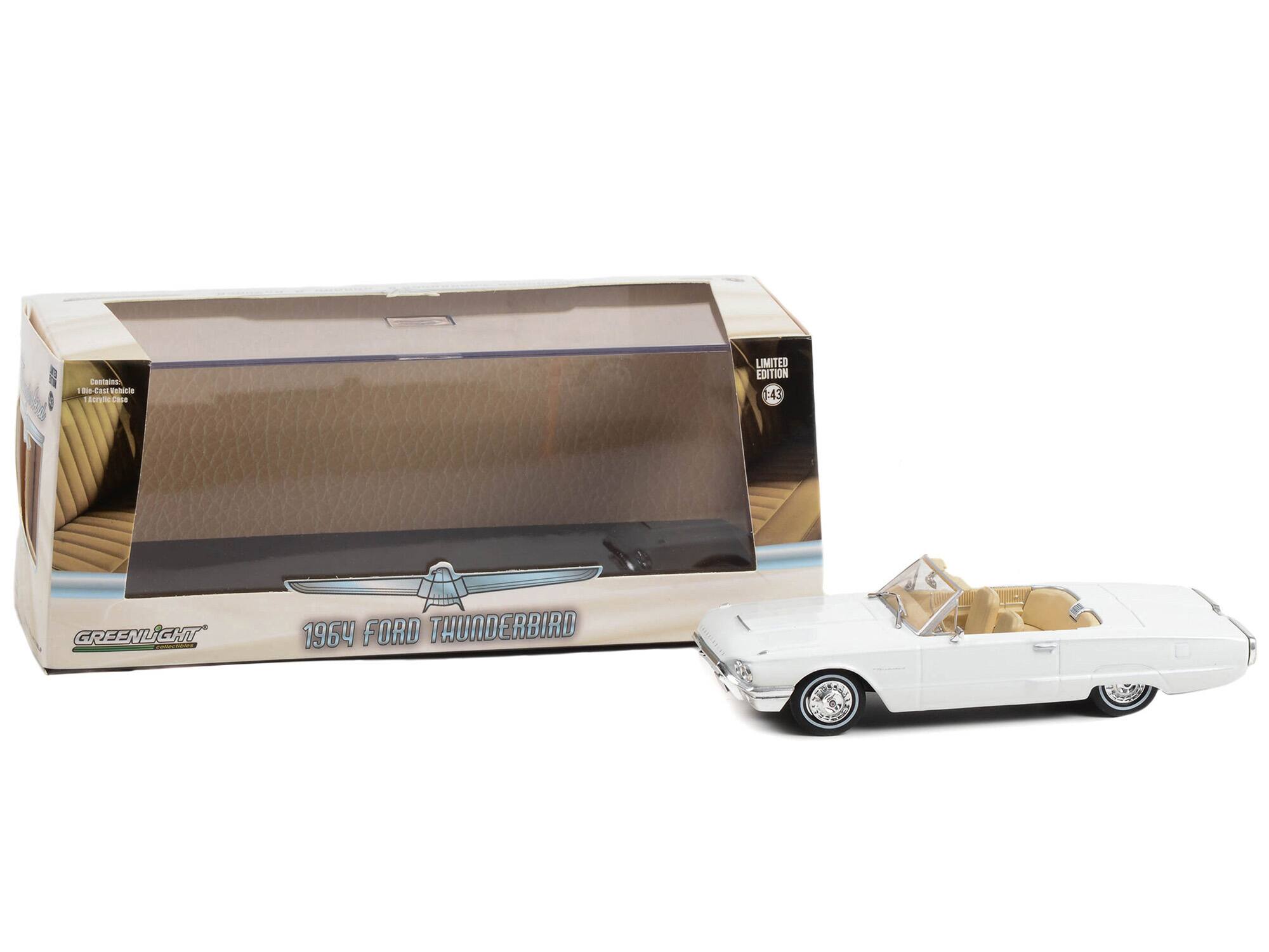 Contains:  
1: Cast Vehicle  
1: Die-Cast Vehicle  

LIMITED EDITION  
1:43  

GREENLIGHT  
1964 FORD THUNDERBIRD