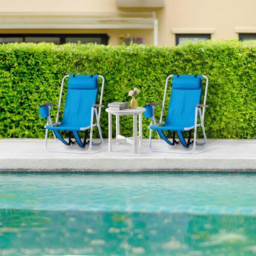 Alt View 9. Winado - 31in Backpack Beach Chair Folding Portable Chair, Adjustable Back Solid Construction with Cup Holder for Outdoor Garden - Blue.